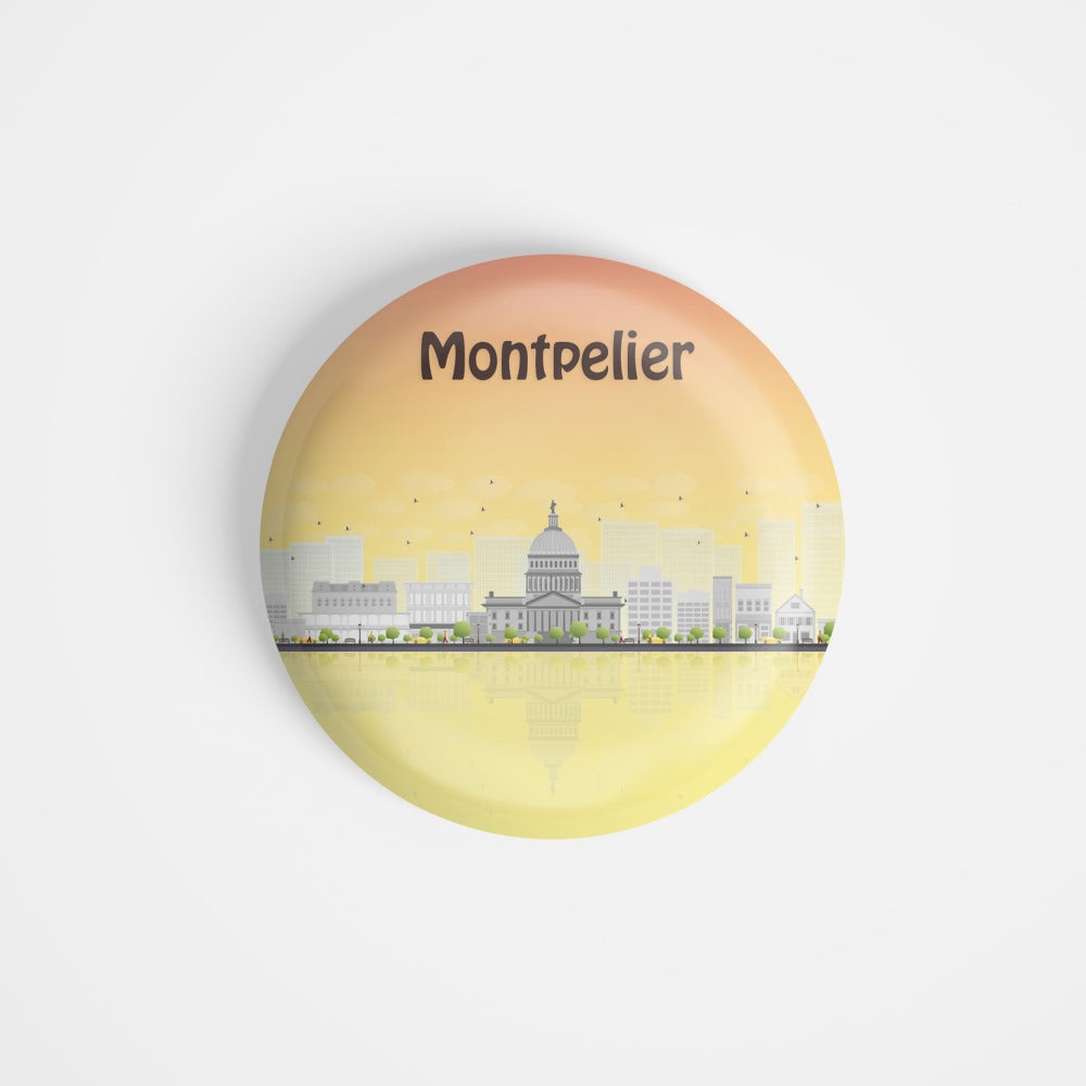 dhcrafts Round Fridge Magnet Multicolour Places Montpelier Capital City Of Vermont Glossy Finish Design Pack of 1 (75 mm)